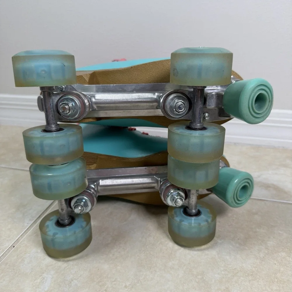 Impala Rollerskates Sidewalk Aqua Pink Quad Roller Skates Women's Size 7 EU 38